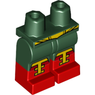 Visuel indicatif Rebrickable de Jambes vert foncé et motif Bottes rouges avec lacets jaunes, ceinture jaune (El Dorado) (Hips with Dark Green Legs and Red Boots Pattern with Yellow Laces, Yellow Belt (El Dorado))