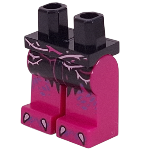 Bassin et jambes magenta avec pagne, rayures roses/magenta, taches violet foncé, motif imprimé griffes blanches (Hips and Magenta Legs with Loincloth, Pink/Magenta Streaks, Dark Purple Spots, White Claws Print)