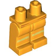 Bassin et jambes orange clair vif avec imperméable, rayures jaunes (Hips and Bright Light Orange Legs with Raincoat, Yellow Stripes)