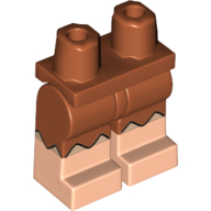 Visuel indicatif Rebrickable de Bassin avec jambes orange foncé et motif de bottes de nougat clair avec motif imprimé de gravats de barney (Hips with Dark Orange Legs and Light Nougat Boots Pattern with Barney Rubble Print)