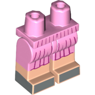 Bassin avec jambes rose vif et motif de bottes de nougat clair avec des volants de jupe rose foncé, avec motif de chaussures argentées (Hips with Bright Pink Legs and Light Nougat Boots Pattern with Dark Pink Skirt Ruffles, with Silver Shoes Print)