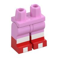 Visuel indicatif Rebrickable de Bassin avec des jambes rose vif et motif de bottes rouges avec des genoux et des orteils blancs motif imprimé (Hips with Bright Pink Legs and Red Boots Pattern with White Knees and Toes Print)