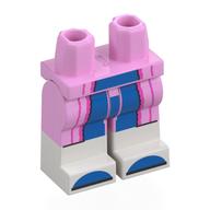 Visuel indicatif Rebrickable de Jambes rose vif et motif Bottes blanches avec des extrémités de robe, pantalon bleu, motif imprimé pantoufles blanches (Hips with Bright Pink Legs and White Boots Pattern with Robe Ends, Blue Pants, White Slippers Print)