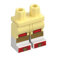 Visuel indicatif Rebrickable de Jambes jaune clair vif et motif Bottes blanches avec des chaussures orange clair lumineux, orteils rouges, motif imprimé genoux (Hips with Bright Light Yellow Legs and White Boots Pattern with Bright Light Orange Shoes, Red Toes, Knees Print)