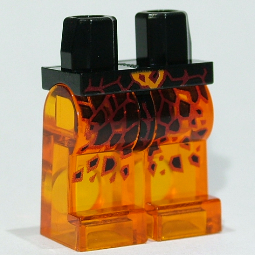 Bassin et jambes orange transparent avec motif imprimé de roche de lave noire (Hips and Trans-Orange Legs with Black Lava Rock Print)