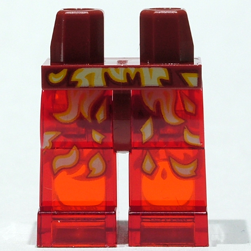 Bassin et jambes rouge transparent avec motif imprimé Flammes jaunes (Hips and Trans-Red Legs with Yellow Flames Print)