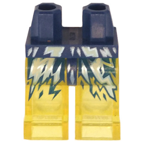 Bassin et jambes jaune transparent avec motif imprimé foudre bleu azur, jaune, foncé (Hips and Trans-Yellow Legs with Azure, Yellow, Dark Blue Lightning Print)