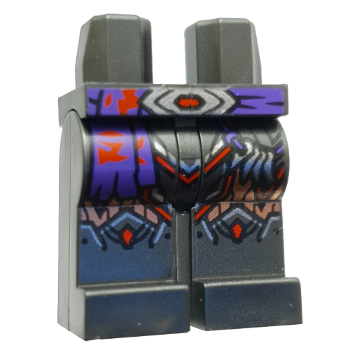 Bassin et jambes titane nacré avec ceinture violet foncé, boucle argentée, motif imprimé armure métal rose/argent (Hips and Pearl Titanium Legs with Dark Purple Belt, Silver Buckle, Metal Pink/Silver Armor Print)