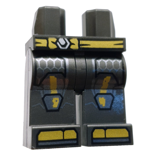 Bassin et jambes titane nacré avec ceinture jaune, orteils, placage d'armure, motif imprimé hexagones (Hips and Pearl Titanium Legs with Yellow Belt, Toes, Armor Plating, Hexagons Print)