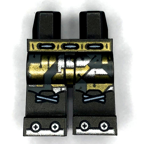 Bassin et jambes titane nacré avec des circuits en or et en argent, orteils, motif : ceinture (Hips and Pearl Titanium Legs with Gold and Silver Circuitry, Toes, Belt Print)