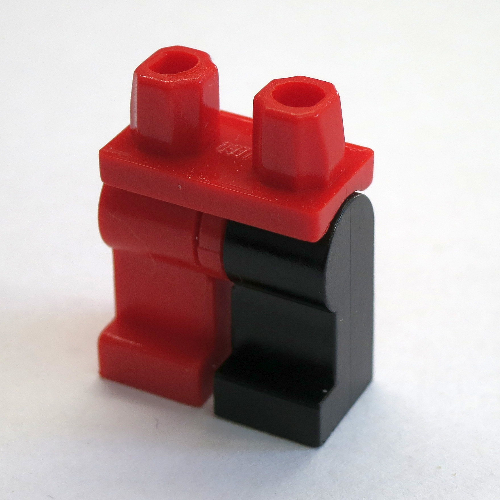 Cuisse et jambe gauche noire, jambe droite rouge [sans motif] (Hips and Black Left Leg, Red Right Leg [Plain])