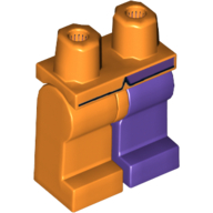 Visuel indicatif Rebrickable de Cuisse et jambe gauche violet foncé, jambe droite orange avec motif imprimé Coattails (Hips and Dark Purple Left Leg, Orange Right Leg with Coattails Print)