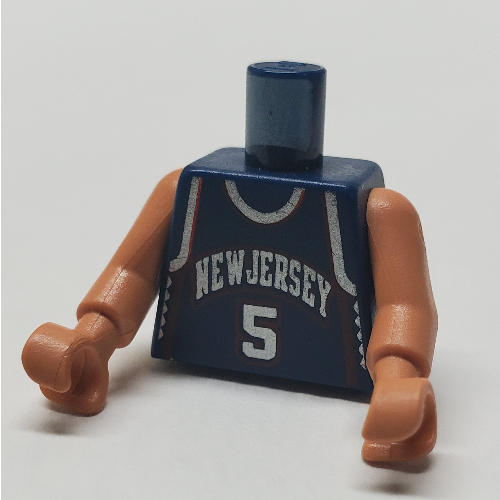 Torse, maillot de basket-bille, nouveaux filets de maillot '5' imprimé, long nougat une pièce bras (nba) (Torso, Basketball Jersey, New Jersey Nets '5' Print, Long One Piece Arms Nougat (NBA))