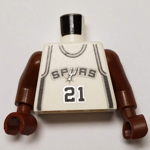 Maillot de basket-bille torse, éperons san antonio '21' imprimé, long bras d'une seule pièce marron (NBA) (Torso Basketball Jersey, San Antonio Spurs '21' Print, Long One Piece Arms Brown (NBA))