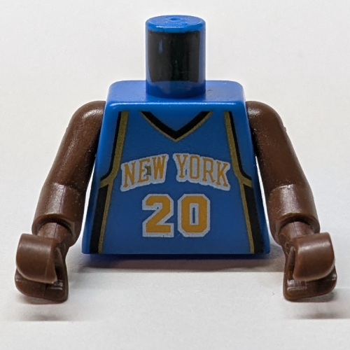 Maillot de basket-bille torse, new york knicks #20' motif imprimé, longues bras d'une seule pièce marron (NBA) (Torso Basketball Jersey, New York Knicks #20' Print, Long One Piece Arms Brown (NBA))