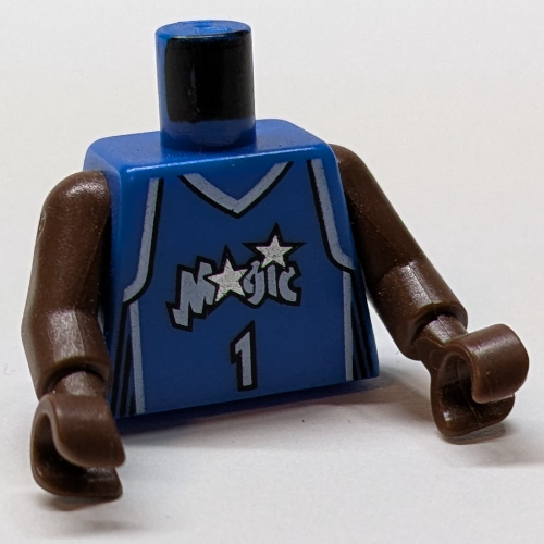 Maillot de basket-bille torse, motif imprimé orlando magic '1', longs bras d'une seule pièce marron (nba) (Torso Basketball Jersey, Orlando Magic '1' Print, Long One Piece Arms Brown (NBA))