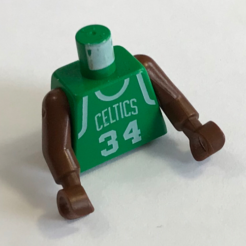 Maillot de basket-bille torse, boston celtics '34' imprimé, long bras d'une seule pièce marron (NBA) (Torso Basketball Jersey, Boston Celtics '34' Print, Long One Piece Arms Brown (NBA))