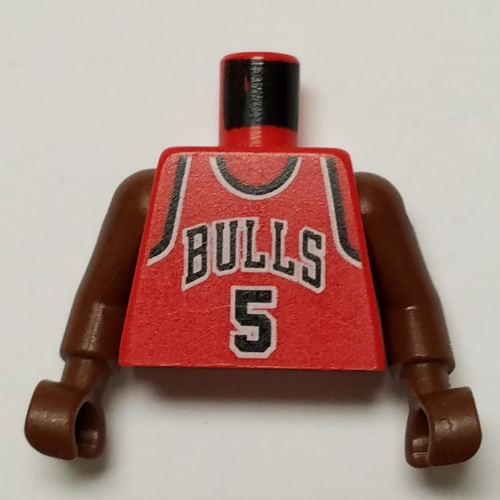 Maillot de basket-bille torse, taureaux chicago 5' imprimé, long bras d'une seule pièce marron (NBA) (Torso Basketball Jersey, Chicago Bulls 5' Print, Long One Piece Arms Brown (NBA))