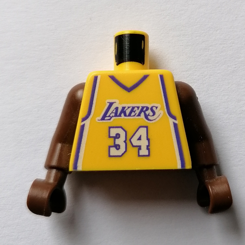 Maillot de basket-bille torse, los angeles lakers '34' imprimé, long bras d'une seule pièce marron (NBA) (Torso Basketball Jersey, Los Angeles Lakers '34' Print, Long One Piece Arms Brown (NBA))