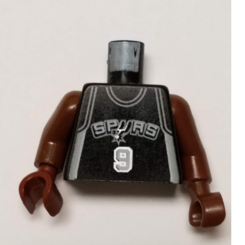 Maillot de basket-bille torse, éperons san antonio '9' imprimé, long bras d'une seule pièce marron (NBA) (Torso Basketball Jersey, San Antonio Spurs '9' Print, Long One Piece Arms Brown (NBA))