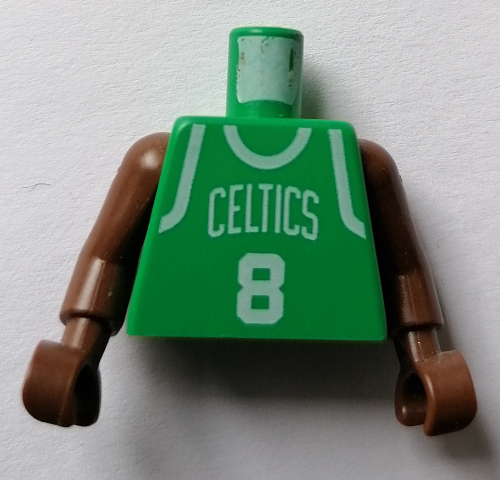 Maillot de basket-bille de torse, boston celtics '8' imprimé, longues bras d'une seule pièce marron (NBA) (Torso Basketball Jersey, Boston Celtics '8' Print, Long One Piece Arms Brown (NBA))