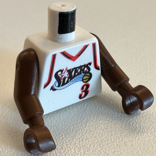 Maillot de basket-bille torse, philadelphia 76ers '3' imprimé, longs bras d'une seule pièce marron (nba) (Torso Basketball Jersey, Philadelphia 76ers '3' Print, Long One Piece Arms Brown (NBA))
