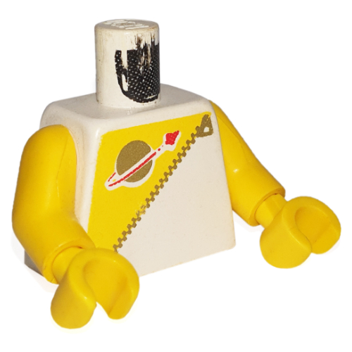 Visuel indicatif Rebrickable de Torse, logo de l'espace classique, futuron motif imprimé jaune, bras et mains jaunes (Torso, Classic Space Logo, Futuron Yellow Print, Yellow Arms and Hands)
