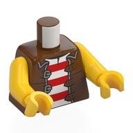 Torse, Veste, Chemise rayée rouge/blanc imprimé, bras et mains jaunes (Torso, Jacket, Red/White Striped Shirt Print, Yellow Arms and Hands)
