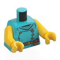 Torse, devant agrafé, ceinture nougat avec motif imprimé pochette, bras et mains jaunes (Torso, Stapled Front, Nougat Belt with Pouch Print, Yellow Arms and Hands)