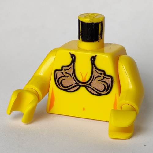 Torse, haut de bikini, motif imprimé doré (esclave princesse Leia), bras et mains jaunes (Torso, Bikini Top, Gold Ornate Print (Princess Leia Slave), Yellow Arms and Hands)