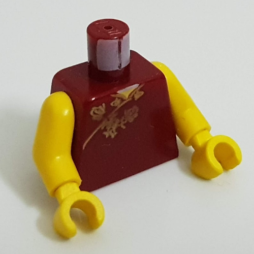 Visuel indicatif Rebrickable de Torse, robe avec motif imprimé fleur d'or (Mary Jane), bras et mains jaunes (Torso, Robe with Gold Flower Print (Mary Jane), Yellow Arms and Hands)
