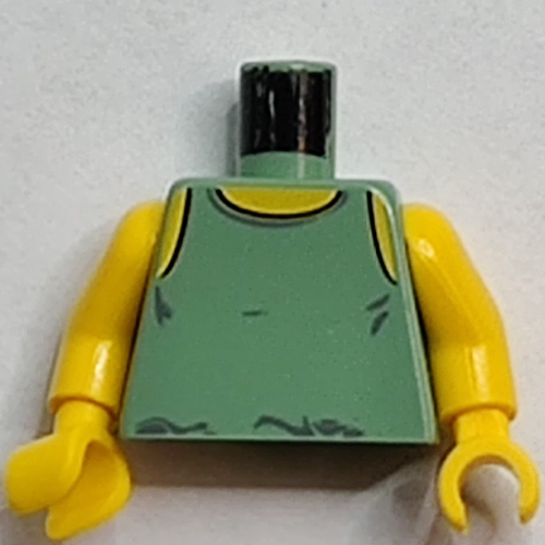Torse, débardeur à col jaune motif imprimé, bras et mains jaunes (Torso, Tank Top with Yellow Neck Print, Yellow Arms and Hands)