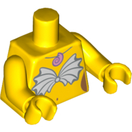 Visuel indicatif Rebrickable de Torse, soutien-gorge coquillage et collier escargot rose motif imprimé, bras et mains jaunes (Torso, Shell Bra and Pink Snail Necklace Print, Yellow Arms and Hands)