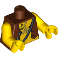 Torse, gilet et ancre tatouage, motif imprimé de cheveux de poitrine, bras et mains jaunes (Torso, Vest and Anchor Tattoo, Chest Hair Print, Yellow Arms and Hands)
