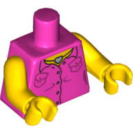 Torse, chemise, cœur Collier motif imprimé, bras et mains jaunes (Torso, Shirt, Heart Necklace Print, Yellow Arms and Hands)