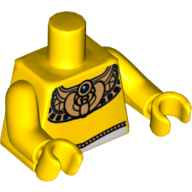 Visuel indicatif Rebrickable de Torse, collier d'or égyptien antique et motif imprimé ceinture blanche, bras et mains jaunes (Torso, Ancient Egyptian Golden Necklace and White Belt Print, Yellow Arms and Hands)