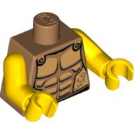 Visuel indicatif Rebrickable de Torse, Armure avec Plaqué Or Muscles Esquisse motif imprimé (Spartan), bras et mains jaunes (Torso, Armor with Gold Plated Muscles Outline Print (Spartan), Yellow Arms and Hands)