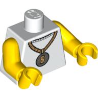 Visuel indicatif Rebrickable de Torse, débardeur, médaillon d'or avec Dollar signe motif imprimé, bras et mains jaunes (Torso, Tank Top, Gold Medallion with Dollar Sign Print, Yellow Arms and Hands)