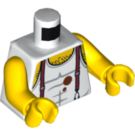 Visuel indicatif Rebrickable de Torse, débardeur avec bretelles, Boue et Poitrine poilue motif imprimé, bras et mains jaunes (Torso, Tank Top with Suspenders, Mud and Hairy Chest Print, Yellow Arms and Hands)