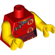 Torse, robe et motif imprimé boule de feu or, bras et mains jaunes (Torso, Robe and Gold Fireball Print, Yellow Arms and Hands)