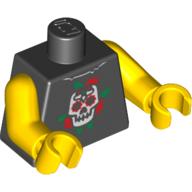 Visuel indicatif Rebrickable de Torse, Crâne et Roses imprimé, bras et mains jaunes (Torso, Skull and Roses Print, Yellow Arms and Hands)