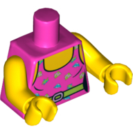 Torse, débardeur avec des décorations colorées motif imprimé (vêtements de gym de style années quatre-vingt), bras et mains jaunes (Torso, Tank Top with Colorful Decorations Print (Eighties Style Gym Clothes), Yellow Arms and Hands)