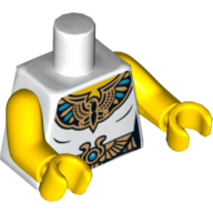 Visuel indicatif Rebrickable de Torse, tunique avec sceau royal égyptien et motif imprimé ceinture, bras et mains jaunes (Torso, Tunic with Egyptian Royal Seal and Belt Print, Yellow Arms and Hands)