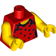 Torse, corsage avec motif imprimé de points noirs, bras et mains jaunes (Torso, Bodice with Black Dots Print, Yellow Arms and Hands)