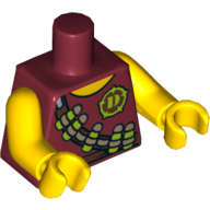 Visuel indicatif Rebrickable de Torse, débardeur, tranquillisant Bandolier, motif : ceinture et inscription 'D', bras et mains jaunes (Torso, Tank Top, Tranquilizer Bandolier, Belt and 'D' Print, Yellow Arms and Hands)