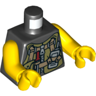 Visuel indicatif Rebrickable de Torse, gilet utilitaire avec poche, tournevis et motif imprimé radio, bras et mains jaunes (Torso, Utility Vest with Pocket, Screwdriver and Radio Print, Yellow Arms and Hands)