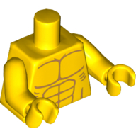 Torse, poitrine nue avec motif imprimé muscles et côtes, bras et mains jaunes (Torso, Bare Chest with Muscles and Ribs Print, Yellow Arms and Hands)
