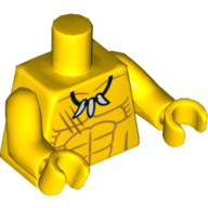 Visuel indicatif Rebrickable de Torse, poitrine nue avec muscles et dent Collier motif imprimé, bras et mains jaunes (Torso, Bare Chest with Muscles and Tooth Necklace Print, Yellow Arms and Hands)