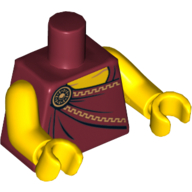 Visuel indicatif Rebrickable de Torse, Toga avec fermoir en or motif imprimé, bras et mains jaunes (Torso, Toga with Gold Clasp Print, Yellow Arms and Hands)