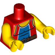 Visuel indicatif Rebrickable de Torse, débardeur avec panneau central bleu et motif imprimé ceinture noire, bras et mains jaunes (Torso, Tank Top with Blue Center Panel and Black Belt Print, Yellow Arms and Hands)